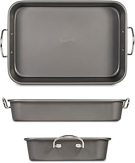 Glad Roasting Pan Nonstick 11x15 - Heavy Duty Metal Bakeware Dish with Rack - Large Oven Roaster Tray for Baking Turkey, Chicken, and Veggies