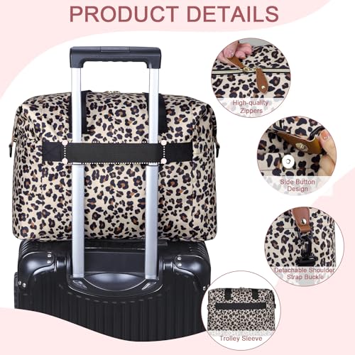 Image of Pritent Diaper Bag Tote - Diaper Baby Bags with Pacifier Case, Shoulder Straps, Stroller Clips, Waterproof Large Mommy Maternity Travel Baby Bag for Mom and Dad, Leopard Print