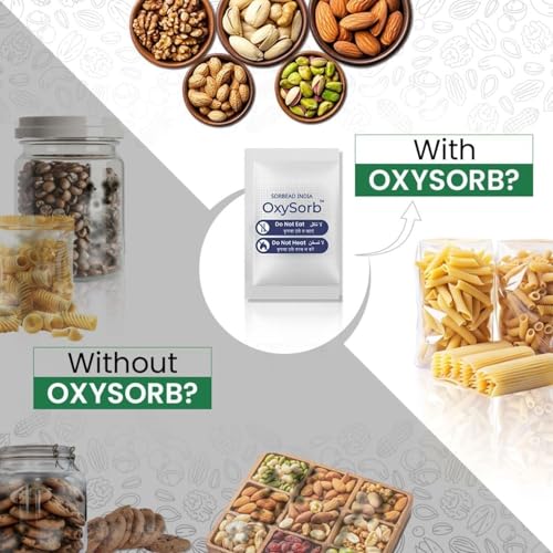 Image of OXYSORB Oxygen Absorbers for Longer Shelflife and Freshness of Food (Pack of 50) Works in Mylar Bags, Mason Jars, and Vacuum Bags for Bulk Packaging with indicator and vacuum packed. (20CC)