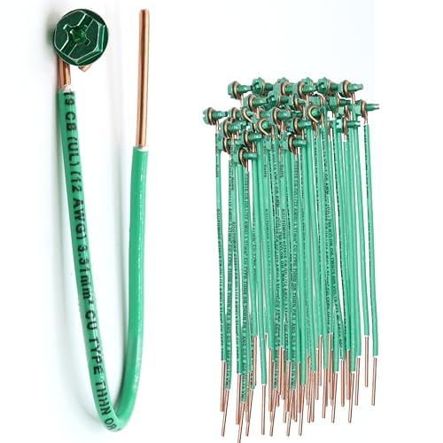(50 Pack) 12 AWG Solid Copper Ground Pigtail Wire with Green Ground Screws by Airmont Products - Used condition - US$21.61