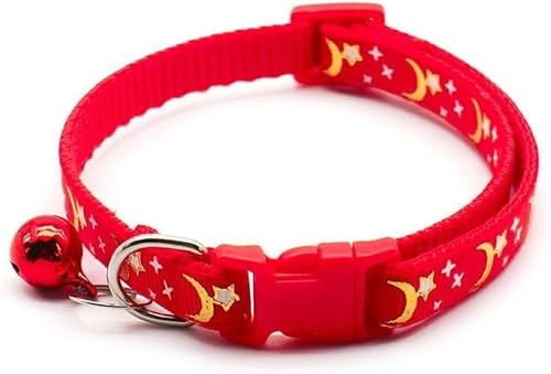 Miniatura 9 de Collares reflectantes para gatos, con campana, lunas y estrellas, paquete de 2 unidades, collar ajustable de 7.5 a 12.5 pulgadas (verde)