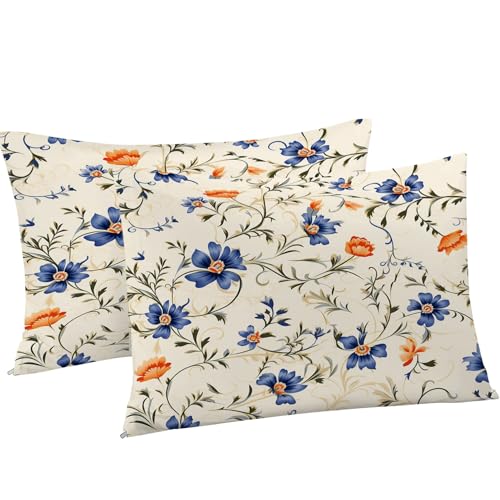 Housse de couette 160x200 fleurs en microfibre au toucher soie