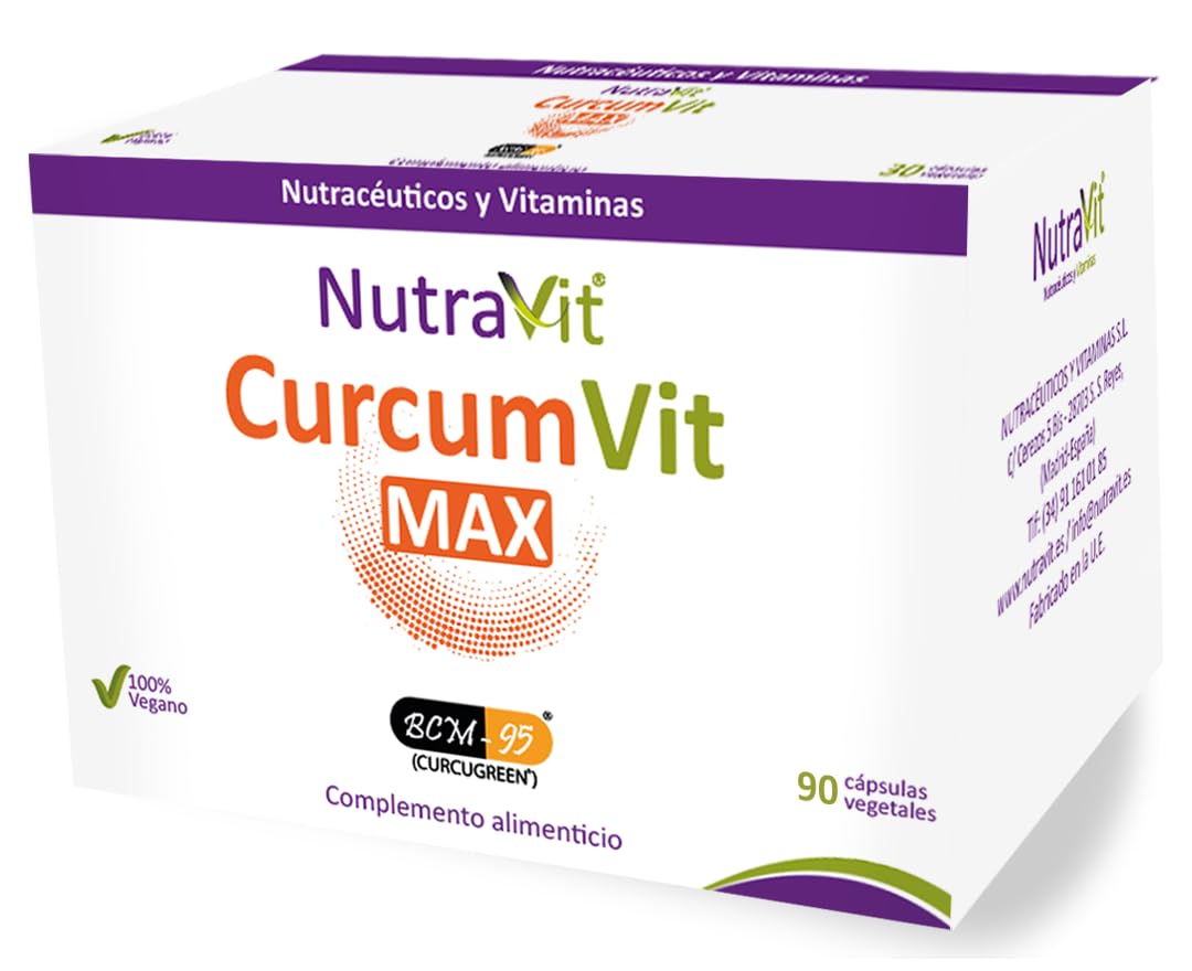 CURCUMVIT MAX Contribuye al funcionamiento del S.inmunitario,equilibrio del S.nervioso,circulatorio,respiratorio y el aparato digestivo C.Alimenticio base de Cúrcuma fitosomada 100% Vegano 90 CV