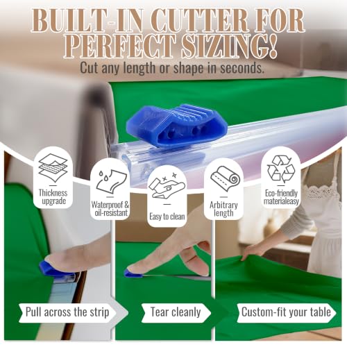 Image of 54In X 300Ft Plastic Table Cloth Disposable, 100% PEVA Tablecloth Roll