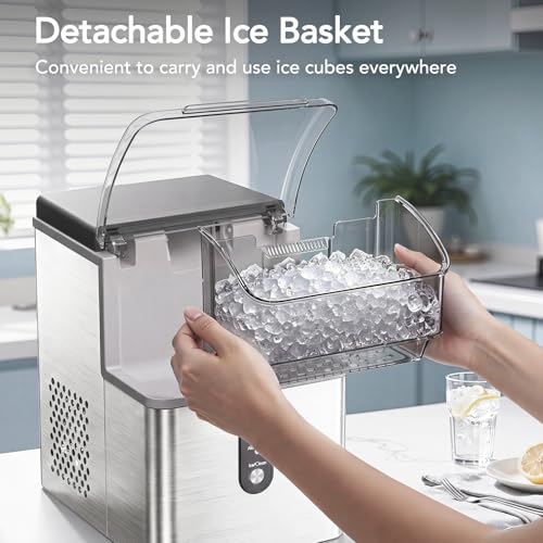 Image of Electactic Nugget Ice Makers Countertop, Soft Crushed Pellet Portable Ice Machine with Auto-Cleaning Function, 35Lbs /24H, One-Click Operation Ice Makers for Kitchen, Office, Home