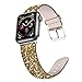 iiteeology Compatible with Apple Watch Band 38mm 40mm 42mm 44mm, Shiny Bling Glitter Leather Band for iWatch SE Series 6/5/4/3/2/1 Women Girls (Gold, 42mm)