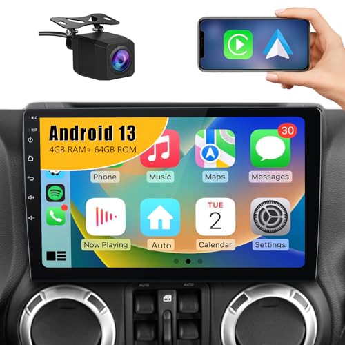Image of 【4GB+64GB】 Car Radio Stereo for Jeep Wrangler JK 2007-2018 Dodge Ram 2009-2012 Compass Grand Cherokee with CarPlay Android Auto