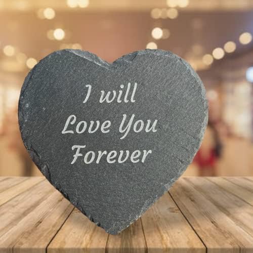Personalised Engraved Heart Shape Slate Coaster - Any Engraving - Hand Finished in UK