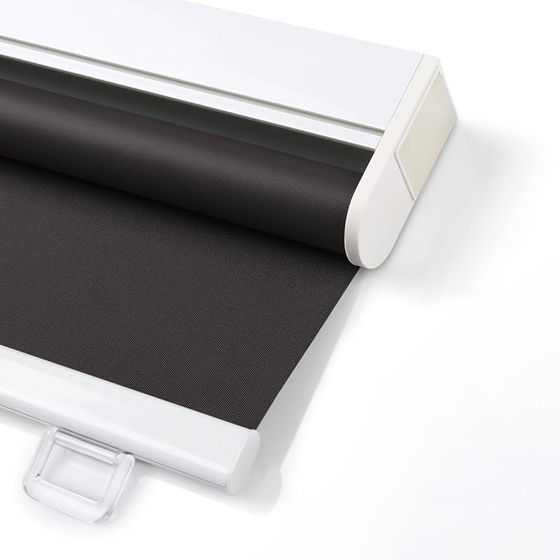 Sh000ad Blackout Roller Blinds,Spring Roller Shades for Window,Thermal Insulated Polyester Curtain,Cordless systems Pull Down,for Home & Office,Custom,Width x Height (135cm x 130cm,Brown)