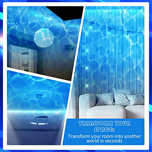 3 Pcs Water Wave Effect Projector Led Projector Lights Ocean Wave Calming Autism Sensory Night Light 360¡Ã Rotating Christmas Projector Lights Outdoor Wedding Party Holiday Disco Kids (Blue) #TOP3