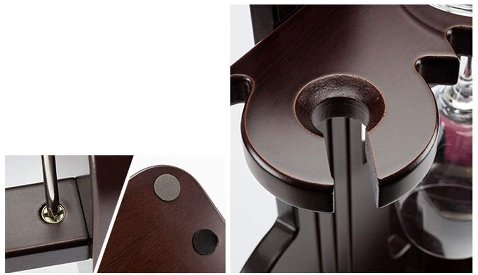 Soporte para botella de vino de madera con porta copas miniatura 4