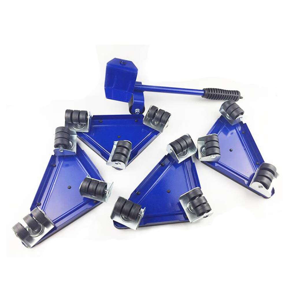 DreamLabHome Portable Furniture Mover Heavy Object Lifter Triangle Iron Hand Tool Set 4 Wheeled Mover Roller & 1 Wheel Bar