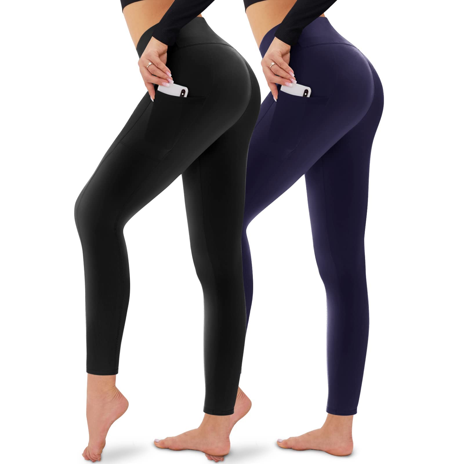 Campsnail 2er Pack Leggings Damen Schwarz High Waist Sport Leggins Blickdicht Sporthose für Gym Yoga