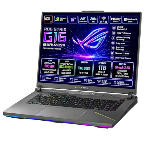 ROG Strix G16 G614FR-S5022W AMD Ryzen 9 9955HX 16GB NVIDIA GeForce RTX 5070 Ti SSD 1TB 16'' 2.5K WQXGA Win11 Home - Notebook - Immagine 2