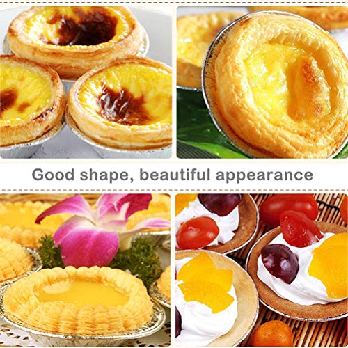 Urisgo 100 stuks wegwerp eiertaartbekers, aluminiumfolie mokken bakken, cupcake, blik vorm rond eiertart blikjes, voor… - Afbeelding 5
