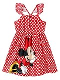 Disney Minnie Mouse Toddler Girls Dress Red Ruffle Sleeveless Criss Cross Strap Polka Dot Sundress Birthday Kids Summer Casual Outfit Clothes 3T