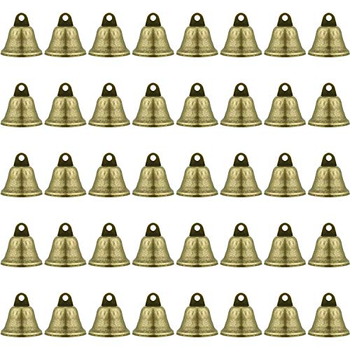 40 Pieces Christmas Bronze Jingle Bells Craft Small Bells Vintage Jingle Bells Brass Silver Color Bells Christmas Bells For Dog Potty Training, Making Wind Chimes, Festive Decor 1.5 Inch #TOP1