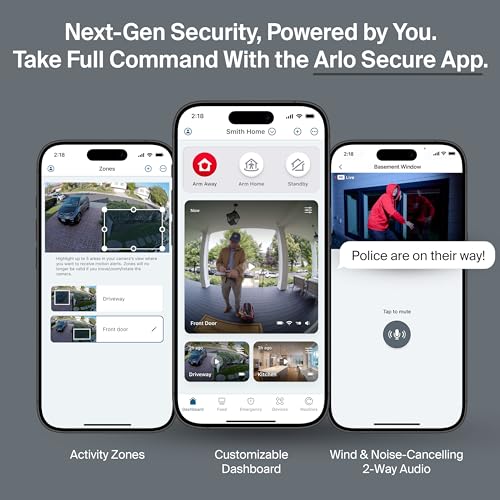 Image of Arlo Ultra Security Camera 4K HDR (3rd Gen, 2025 Release) + SmartHub, Battery Power, Emergency Response, AI Captions, 1-Month Trial of Secure Plan, 180 Field of View, 2 Cam, Black, Indoor /Outdoor