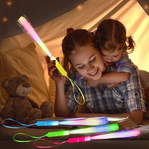 Image of 68 Pcs Neon Fiber Optic Wands Bulk Flashing LED Sticks Light up Wand with 3 Light Modes for Glow Birthday Entertainment Props Party Supplies Carnival Disco (Color Set 2)