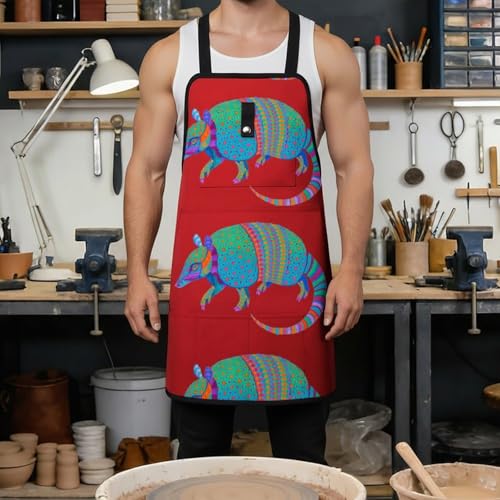 Delantal de trabajo con diseño de animales coloridos para hombres y mujeres miniatura 4