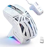 RGB Magnetic Charging Dock Gaming Mouse, 12K DPI, PAW3311 Sensor, Tri-Mode Wireless, 6 Programmable Buttons, Ultra-Light 72g for PC/Mac (White)
