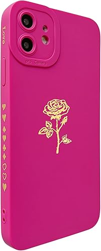 Qokey Funda para iPhone 11 (2019 de 6.1 pulgadas), bonita flor chapada en oro rosa con lente anticaída, TPU suave a prueba de golpes, antihuellas,