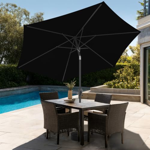 AckMizz Outdoor Patio Umbrella with Push Button Tilt, 9 ft Black by AckMizz - Used condition - Image 7