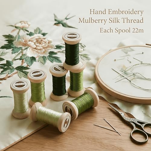 Image of 100% Mulberry Hand Dyed Silk Embroidery Thread, Embroidery Floss, 4 Spools Each 24 Yards (04-1)