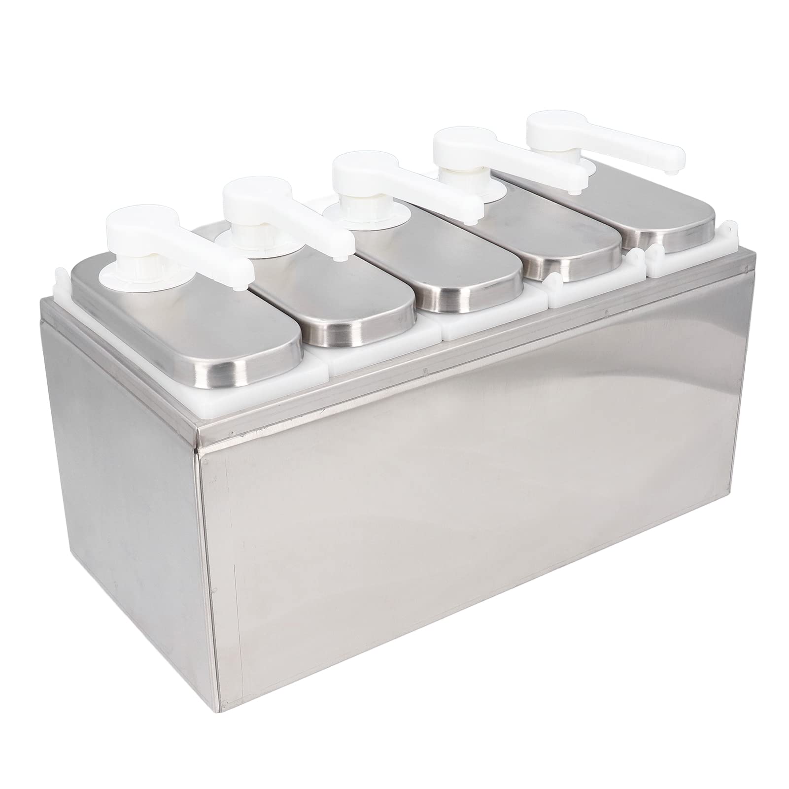 SEAFRONT Soßenspenderpumpe, Gewürz-Quetschpumpenstation aus Edelstahl und Kunststoff mit 3 Pumpen, 1-Liter-Flaschen, Sockel Inklusive, für Restaurants, Cafés, Salatdressing, Sirup, Marmelade, Salsa