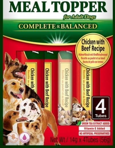 Meal Topper per cani | Cibo completo per cani | Snack sano | 12 x 4 x 14 g (12 x 4 x 14 g, pollo con vitello)