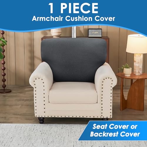 XINEAGE Large Couch Cushion Covers Seat Cushion Cover Thick Stretch Sofa Slipcovers 1 Piece Individual Couch Covers with Elastic Bottom(Single XL Seat Cushion/Backrest,Dark Grey)