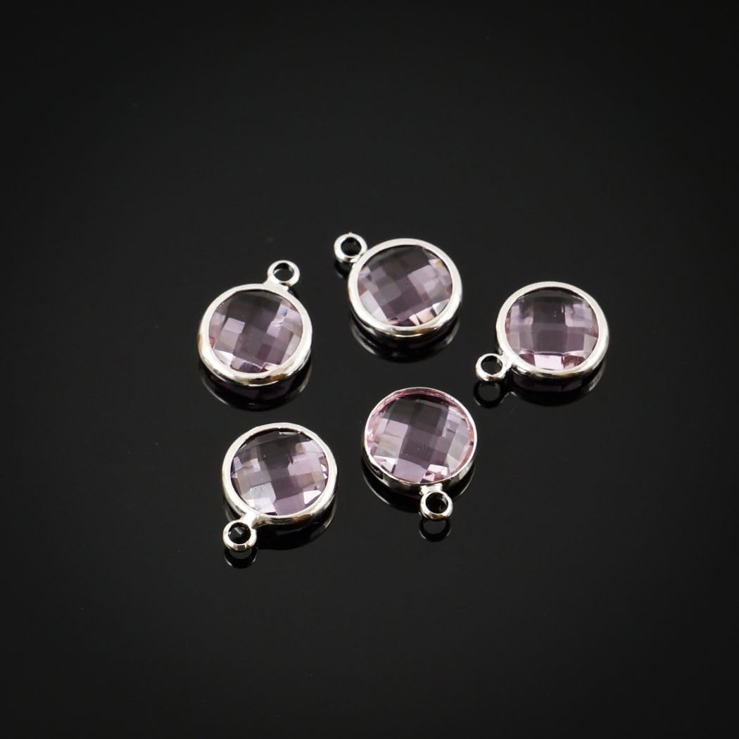 Adabele Grade A Silver Birthstone Charm Pendant Drops 6mm Small 8mm 10mm For Personalized Earrings Bracelet Necklace Anklet Pendant Keychain Craft Jewelry Making