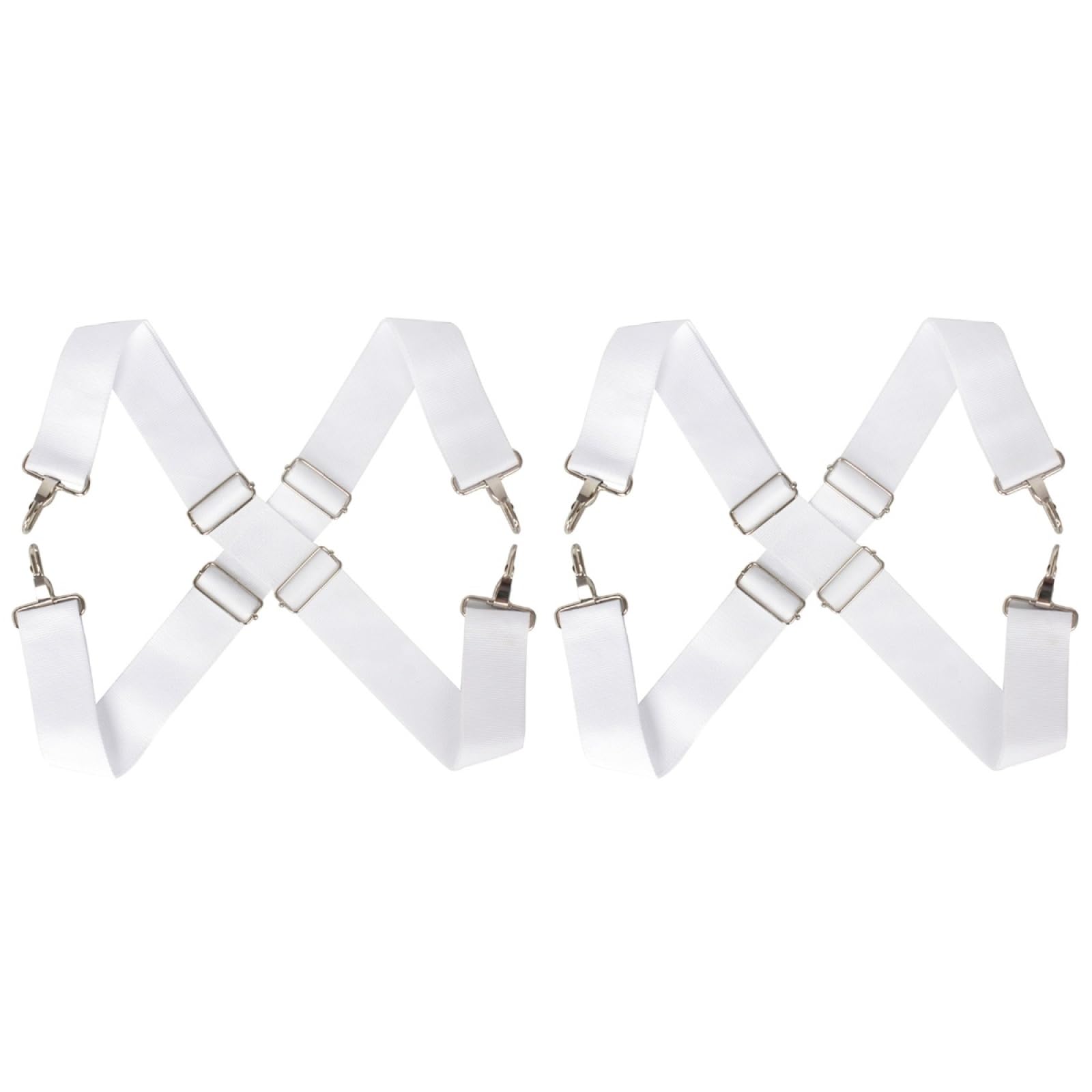 Milisten 2pcs Percussion Carrier Shoulder Metal Straps Parade Belt Strap Clip Band Instrument Nylon Snare Bass Adjustable Cross Sling Holder Double Drum Marching Harness White