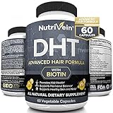 Nutrivein DHT Blocker with Biotin - Boosts Hair Growth & New Follicle Growth for Men and Women - 30 Day Supply (60 Capsules, Two Daily)