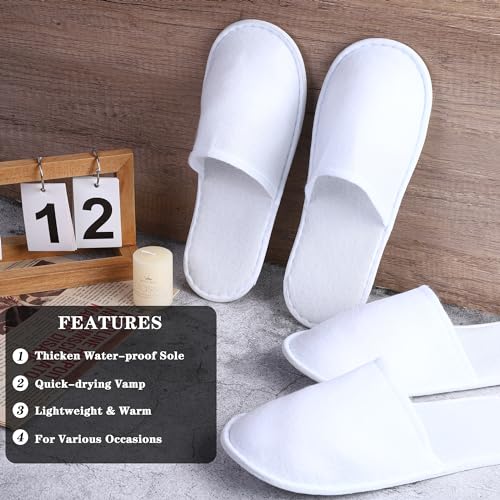 Pantufas de spa descartáveis Aneco, 12 pares, bico fechado e fofo, para hotel, casa, uso de hóspedes