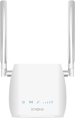 STRONG – Router WiFi 4G LTE 300M – hasta 150 Mbps 4G/300 Mbps WiFi – 1 Puerto RJ45 – Funciona con Todo Tipo de SIM – Uso Compartido de la Red Móvil – Antenas Desmontables – Fácil de Instalar – Blanco