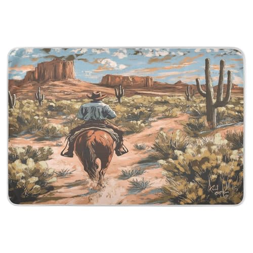 Takiito Cowboy in Desert Bed Pad Reusable Bed Underpad Washable Waterproof Leak-Proof Quick Dry Incontinence Pee Pad for Toddlers Kids Adults Pets 34x52 in