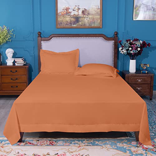 Image of NTBAY Queen Microfiber Flat Sheet, 90 x 102, Pale Orange