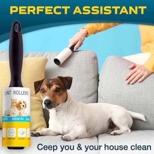 Image of Lint Rollers for Pet Hair, Sticky, Remover for Couch, Clothes Furniture and Carpet. Lint Roller Dog Hair Remover Cat Hair, Animal Hair, Pet Fur, Fuzz. 5 Large Pet Hair Lint Rollers White