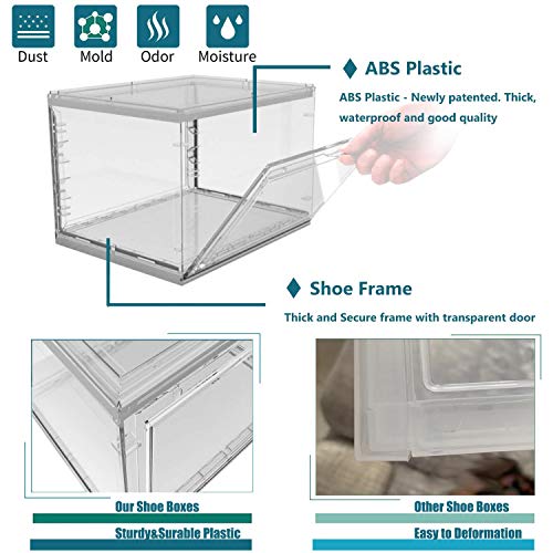 3 Pack Shoe Storage Boxes, Clear Plastic Stackable Shoe Organizer Bins, Side Opening Sneaker Holder Containers For Men/Women Sneaker Fit Up To Us Size 13 (Clear) #TOP4