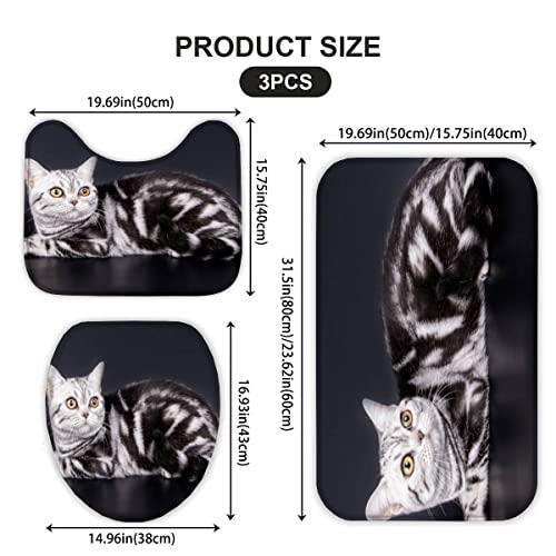 3-Teiliges Mikrofaser Badvorleger Amerikanisch Kurzhaar Duschmatte + Kontur Matte + WC-Deckelbezug, rutschfeste… – Bild 3