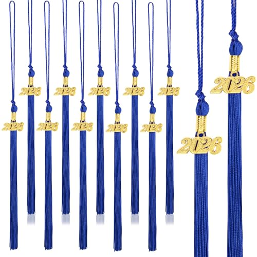JULMELON 10 Pcs 2026 Graduation Tassels with Gold Year Charm for Grad Cap