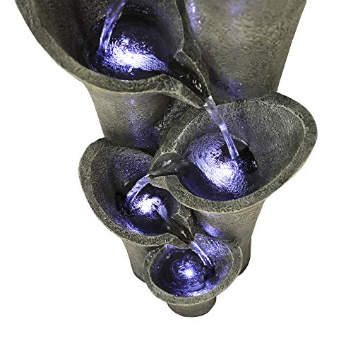 xpiyaer 39.4" High 5-Tier Floor Indoor/Outdoor Fountains and Waterfalls with Lights Large Outdoor Water Fountain for Garden Yard Patio Deck Home - Thumbnail 7
