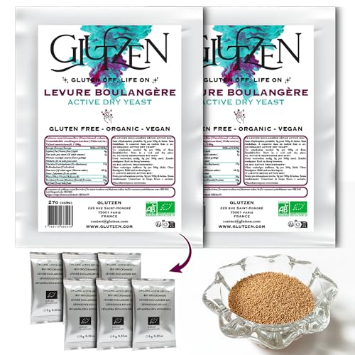 Levadura Seca Instantánea Sin Gluten Bio GLUTZEN. 6x9g. Levadura Activa para Pan, Pizza y Masas. Sin Activación. Calidad Profesional. Celíaco, Vegano, Sin Alérgenos