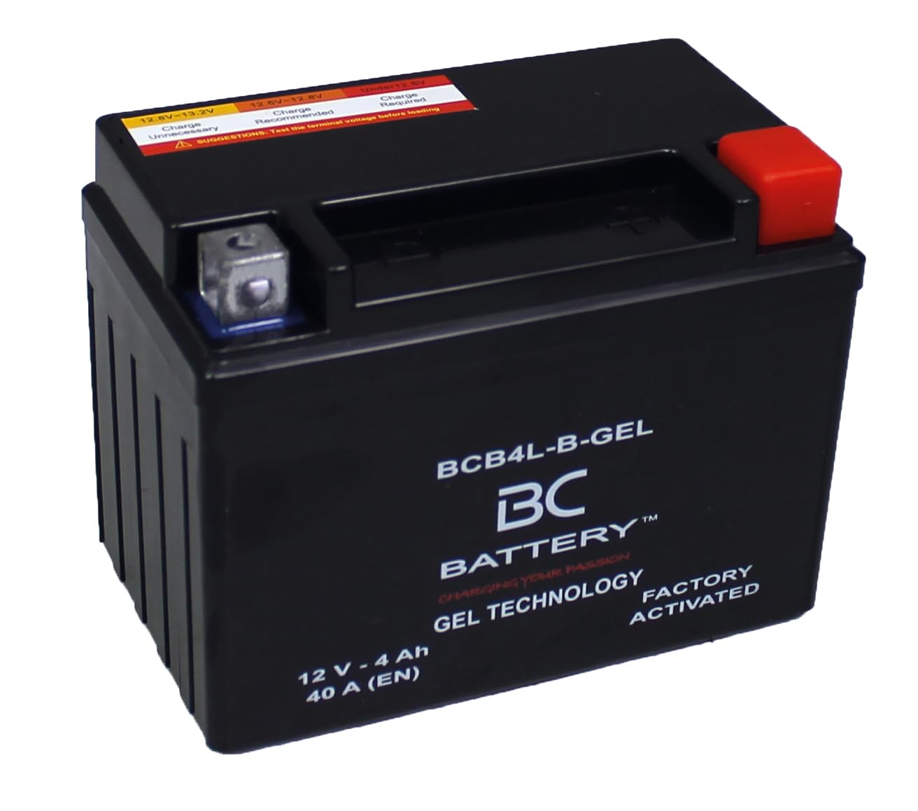 BC BATTERY Batteria Moto al GEL 12V 4Ah BCB4L-B-GEL moto&scooter, esente da manutenzione sigillata precaricata simile a YB4L-B/A