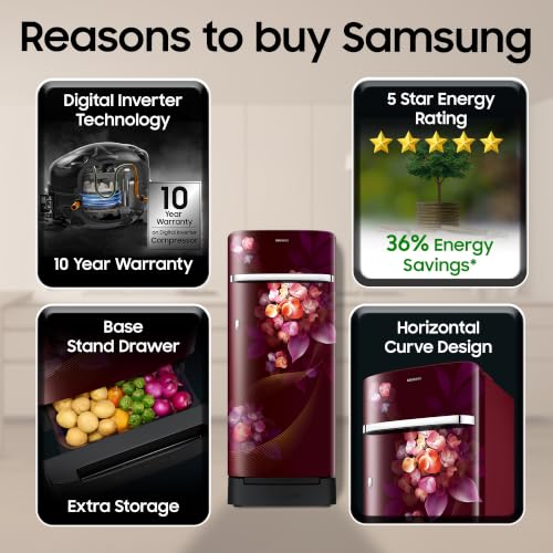 Samsung Store Samsung 215L 5 Star Red Direct-Cool Refrigerator - Image 5