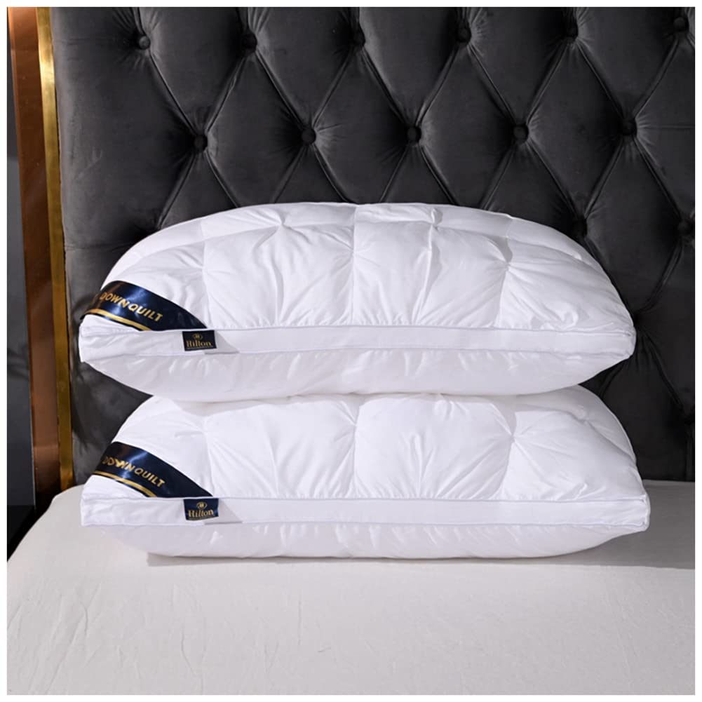 MISSMAO Daunen-Look Kissen, Kopfkissen Hotel Qualität 2er-Pack Bett Kissen Schlafkissen Mikrofaser atmungsaktiv und hypoallergen,Weiss,48x74cm(700g)