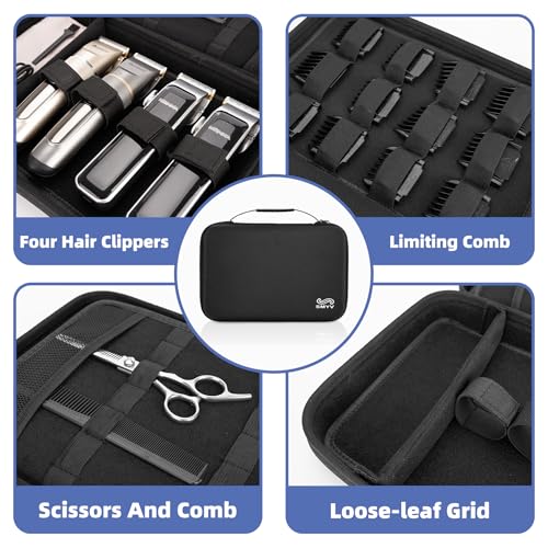 SMYV Barber Bags for Clippers and Supplies, Portable Barber Travel Case for Barber Accessories, Hair Trimmer Storage Organizer for Men Razor Guard Grooming Kits (Case Only)