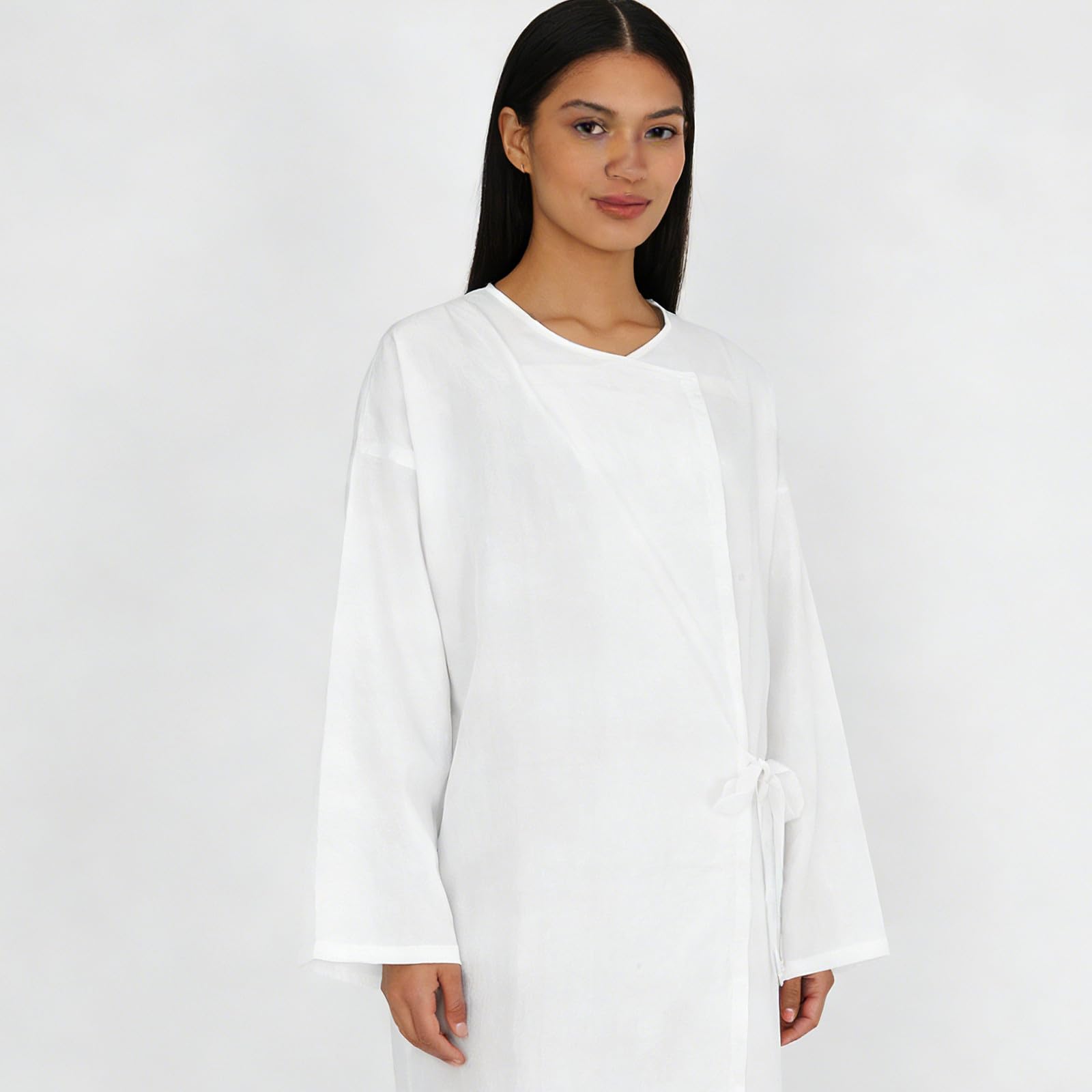 Capas de peluquería para clientes: estilo kimono con lazo ajustable en la cintura - Capa grande de crepé para corte, teñido y maquillaje, spa, barbería y hotel.