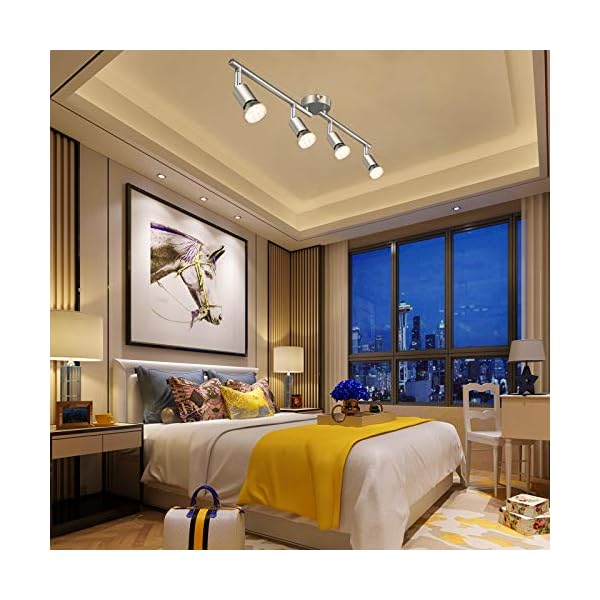 Defurhome LED Ceiling Light Rotatable 4-Bulb LED Spotlight Ceiling Light Spotlight Modern Ceiling Spotlight for Kitchen, Living Room, Bedroom, Includes 4 x 3.5 W GU10 LED Bulbs (380 LM, Warm White) - Image 6